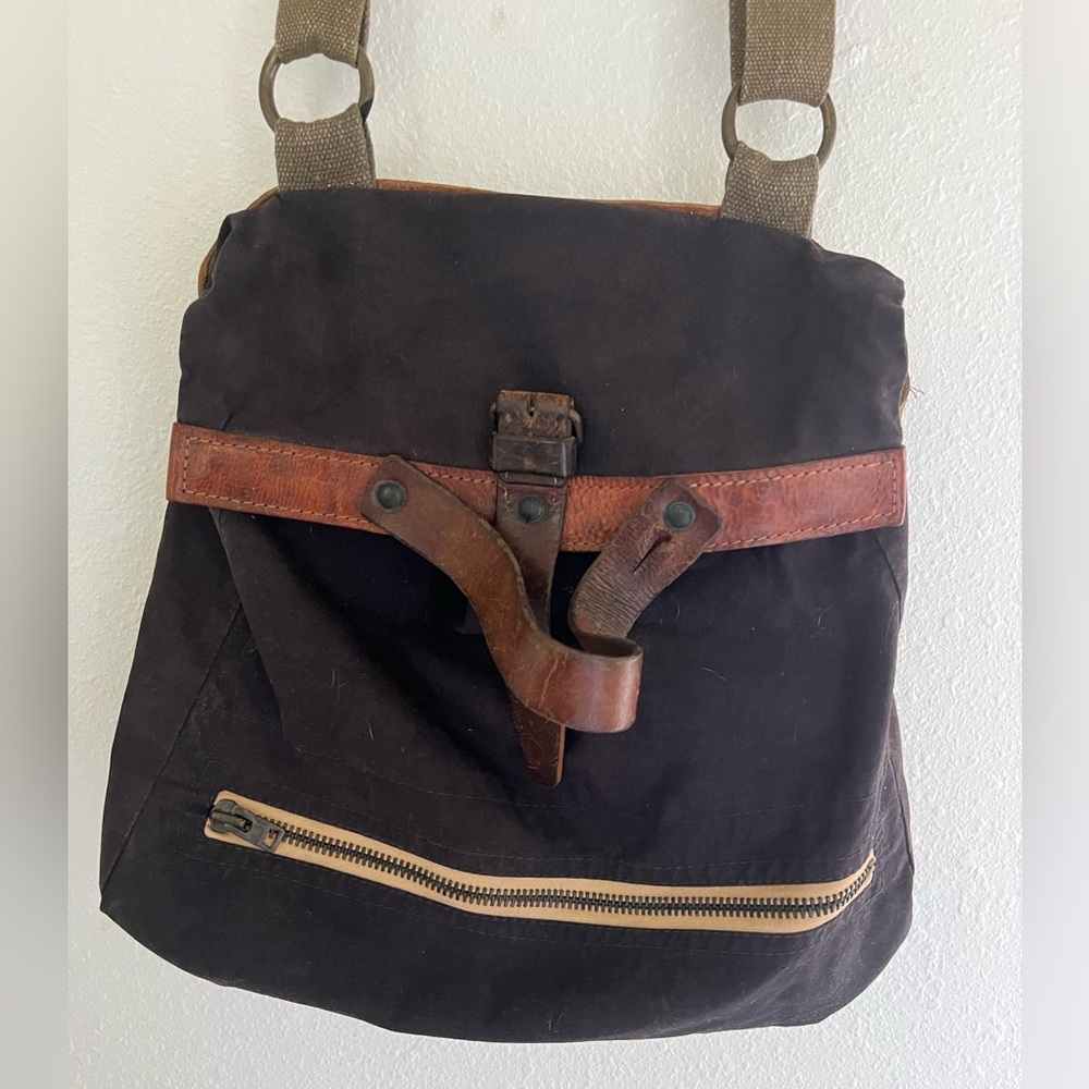 vintage bag made from vintage military scraps, black, made in nyc